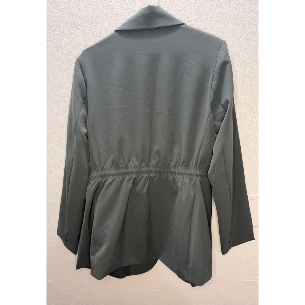 Athleta Womens Sage Green Drawstring Tie Waist Blazer Jacket Size 14 - Picture 2 of 9